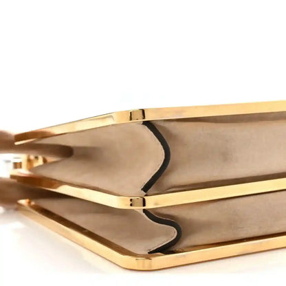 Fendi small Peekaboo satchel bag interior with beige lining and gold-tone trim