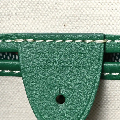 Green Goyardine Artois PM tote bag, embossed logo patch with round grommet