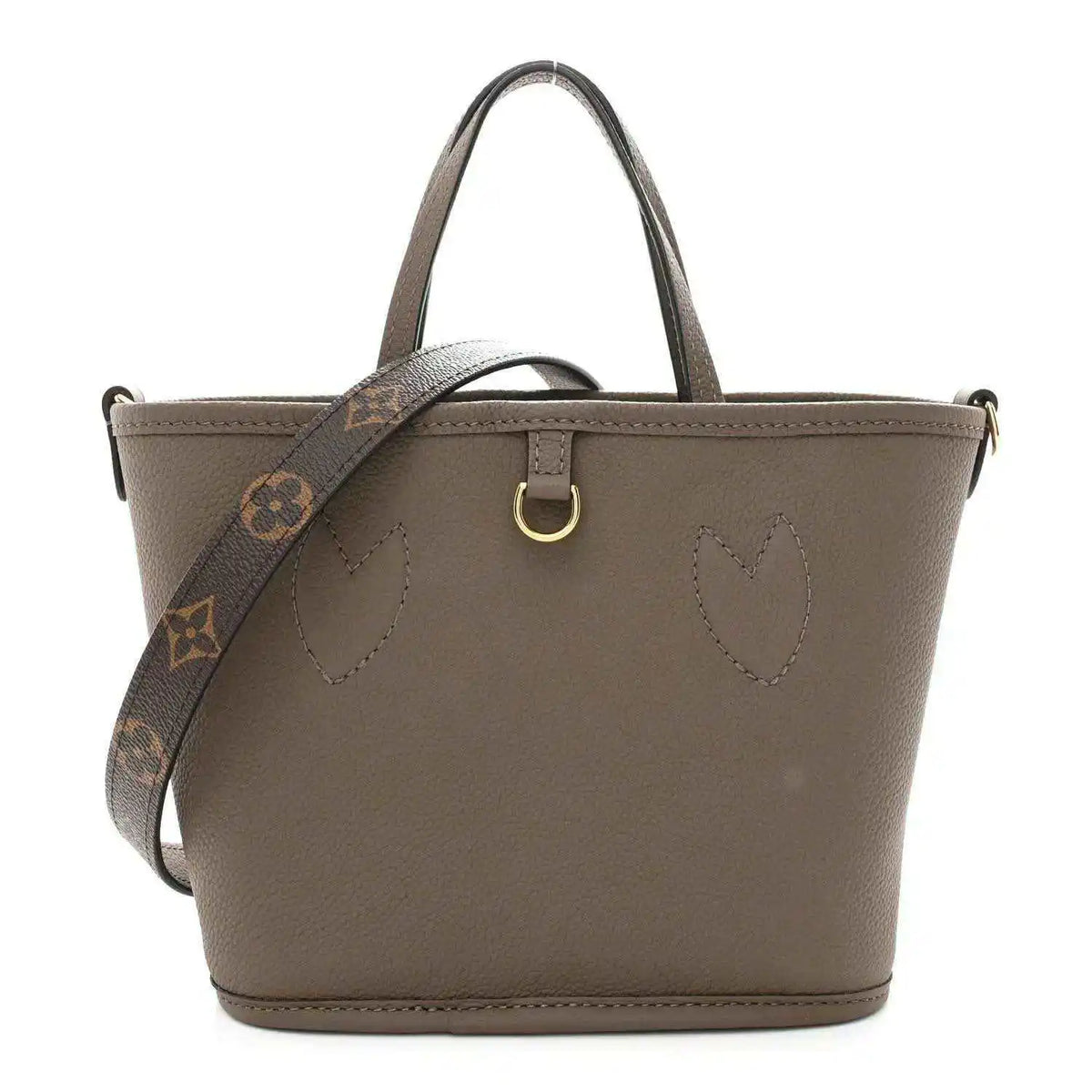 Louis Vuitton monogram Neverfull BB tote bag with taupe leather front panel