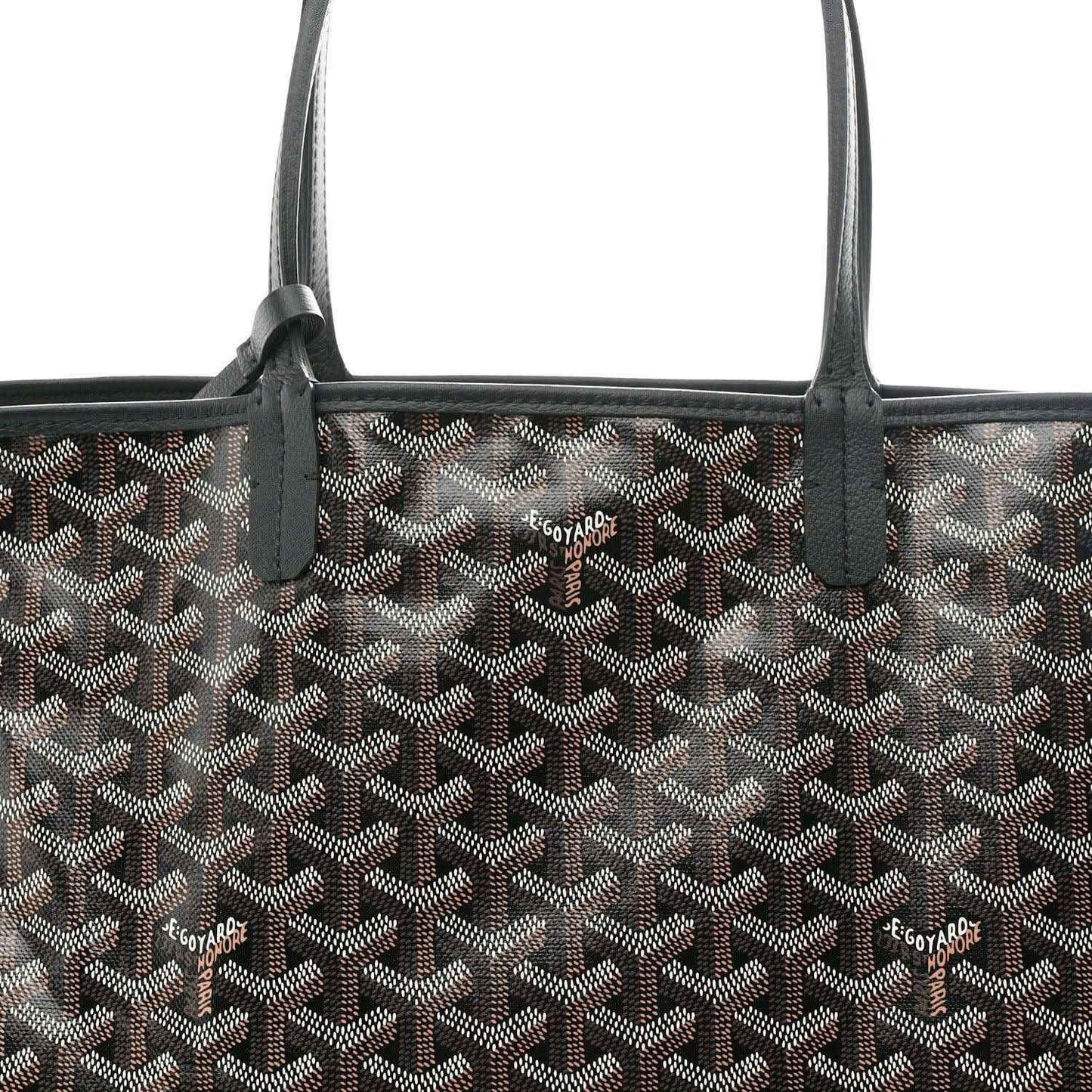 Goyard Saint Louis PM tote bag front panel with Goyardine pattern, classic black