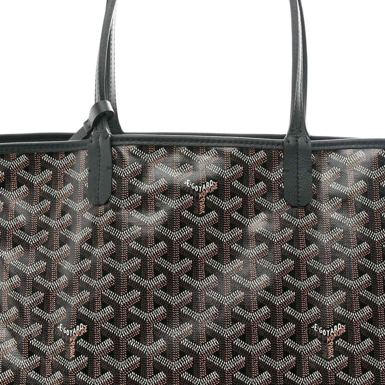 Goyard Saint Louis PM tote bag front panel with Goyardine pattern, classic black