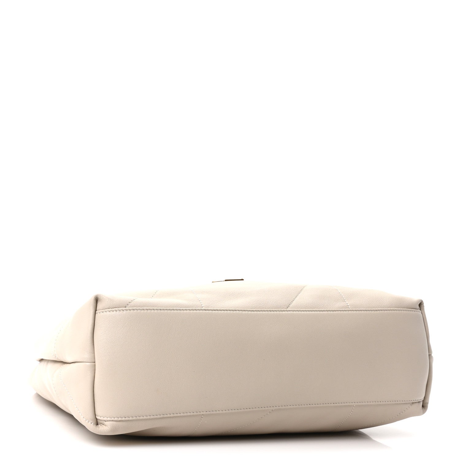 Off-white quilted lambskin shoulder bag bottom view with rounded base