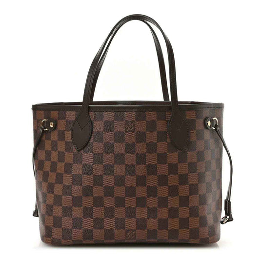 Louis Vuitton Damier Ebene Neverfull PM tote bag with leather top handles and side straps