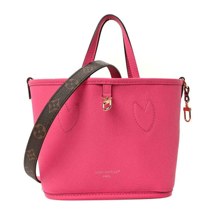 Louis Vuitton Neverfull BB tote in pink leather with top handles and crossbody strap