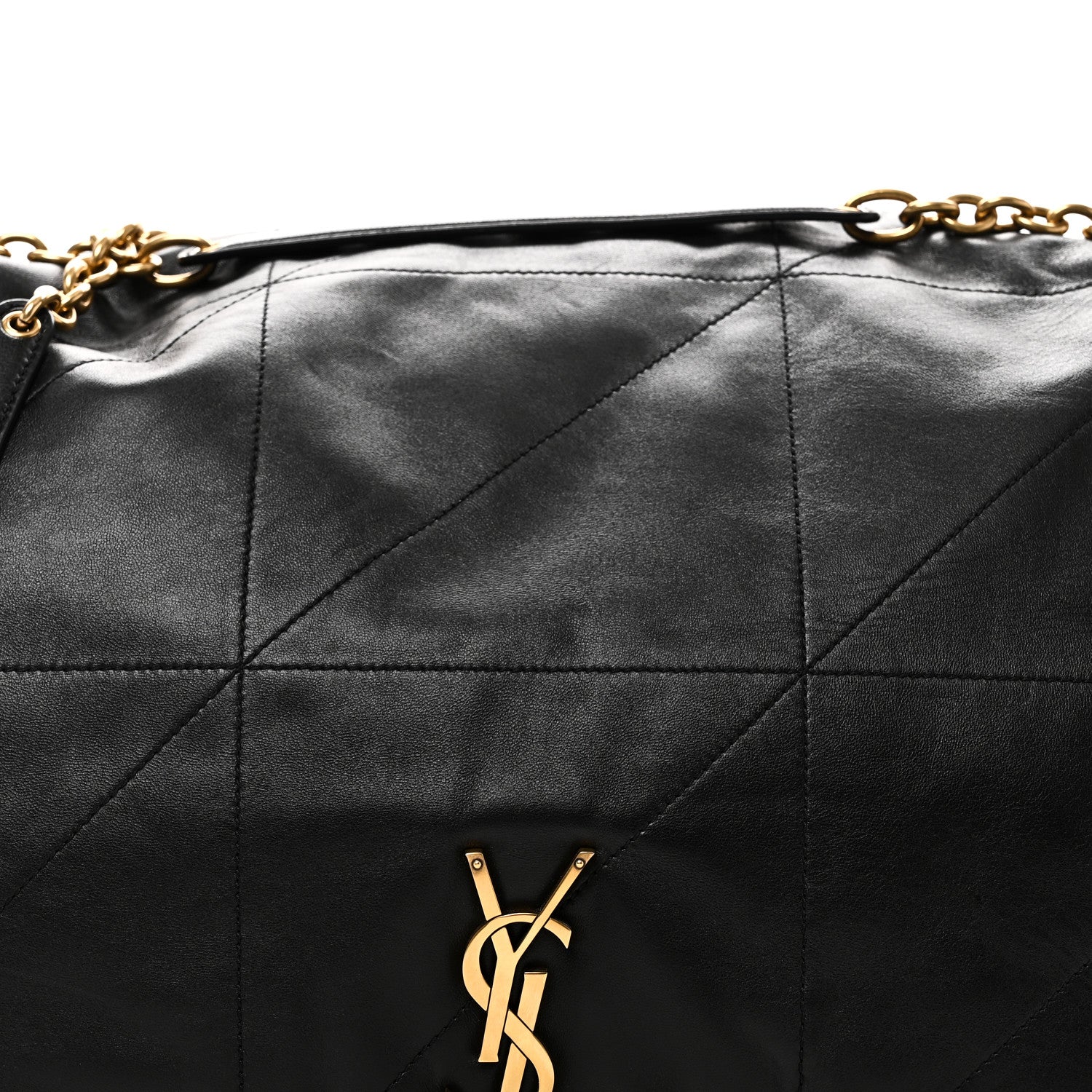 Black quilted lambskin shoulder bag with gold YSL monogram emblem