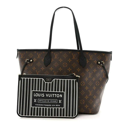 Monogram Louis Vuitton tote with detachable pouch and black leather trim