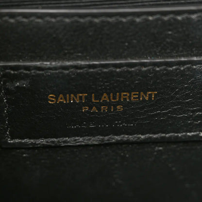 Grain-textured satchel lining with SAINT LAURENT PARIS stamp