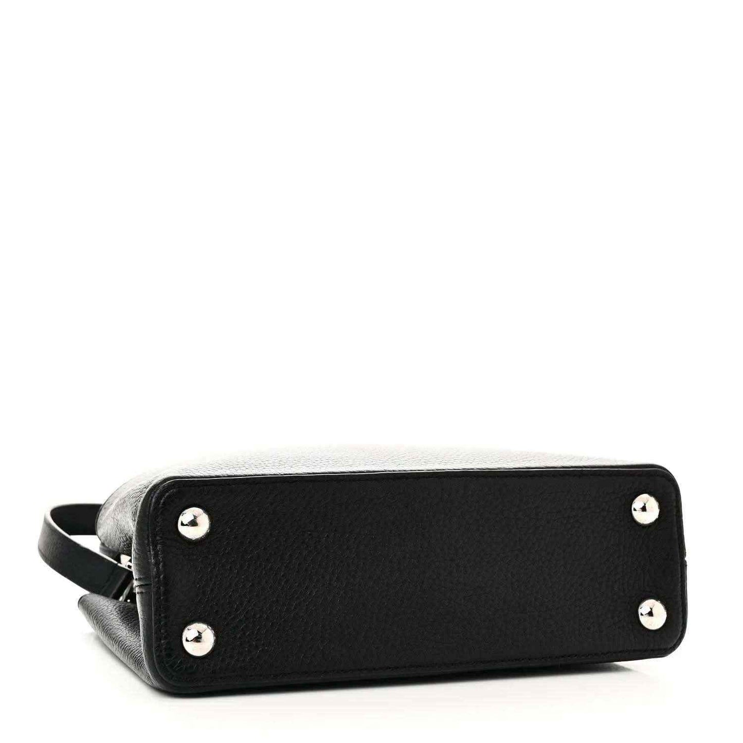 Black leather handbag base with silver studs and adjustable shoulder strap