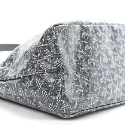 Grey hobo bag base with corner seams and repeating Goyard logo coated canvas