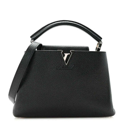 Louis Vuitton Capucines BB black leather top-handle bag with LV emblem