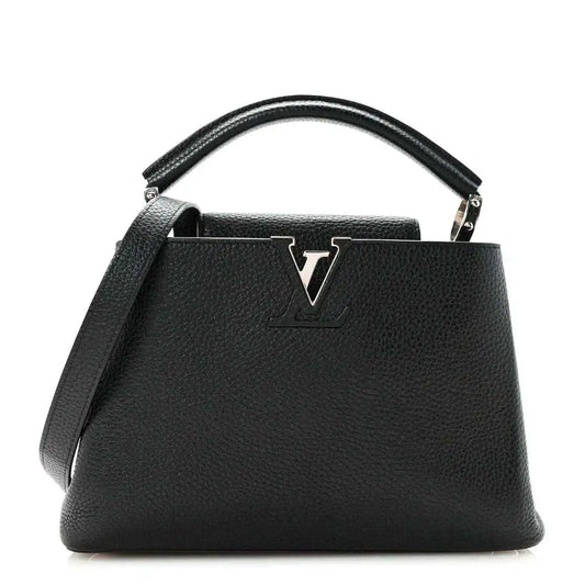 Louis Vuitton Capucines BB black leather top-handle bag with LV emblem