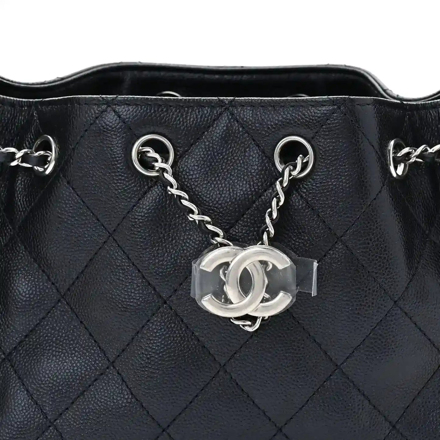 Quilted mini handbag with chain strap and silver-tone CC clasp front