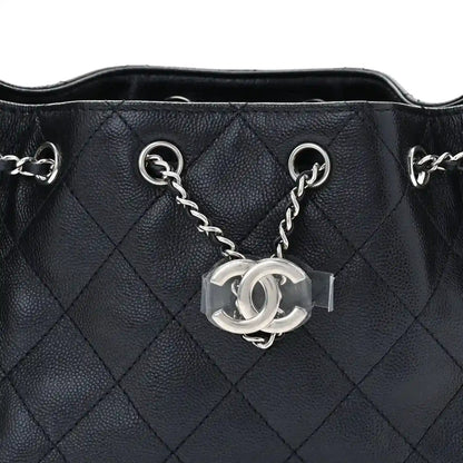 Quilted mini handbag with chain strap and silver-tone CC clasp front