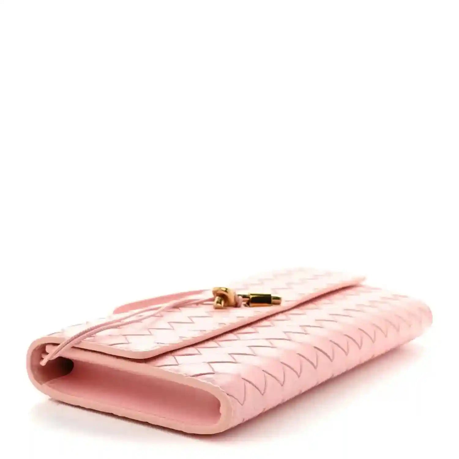 Bottega Veneta rose Nappa intrecciato clutch with open side and gold-tone clasp