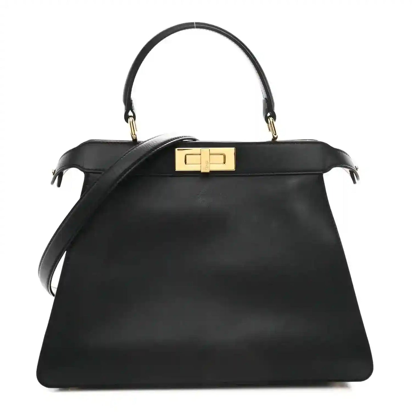 Black Fendi Peekaboo medium satchel with gold-tone front clasp and top handles