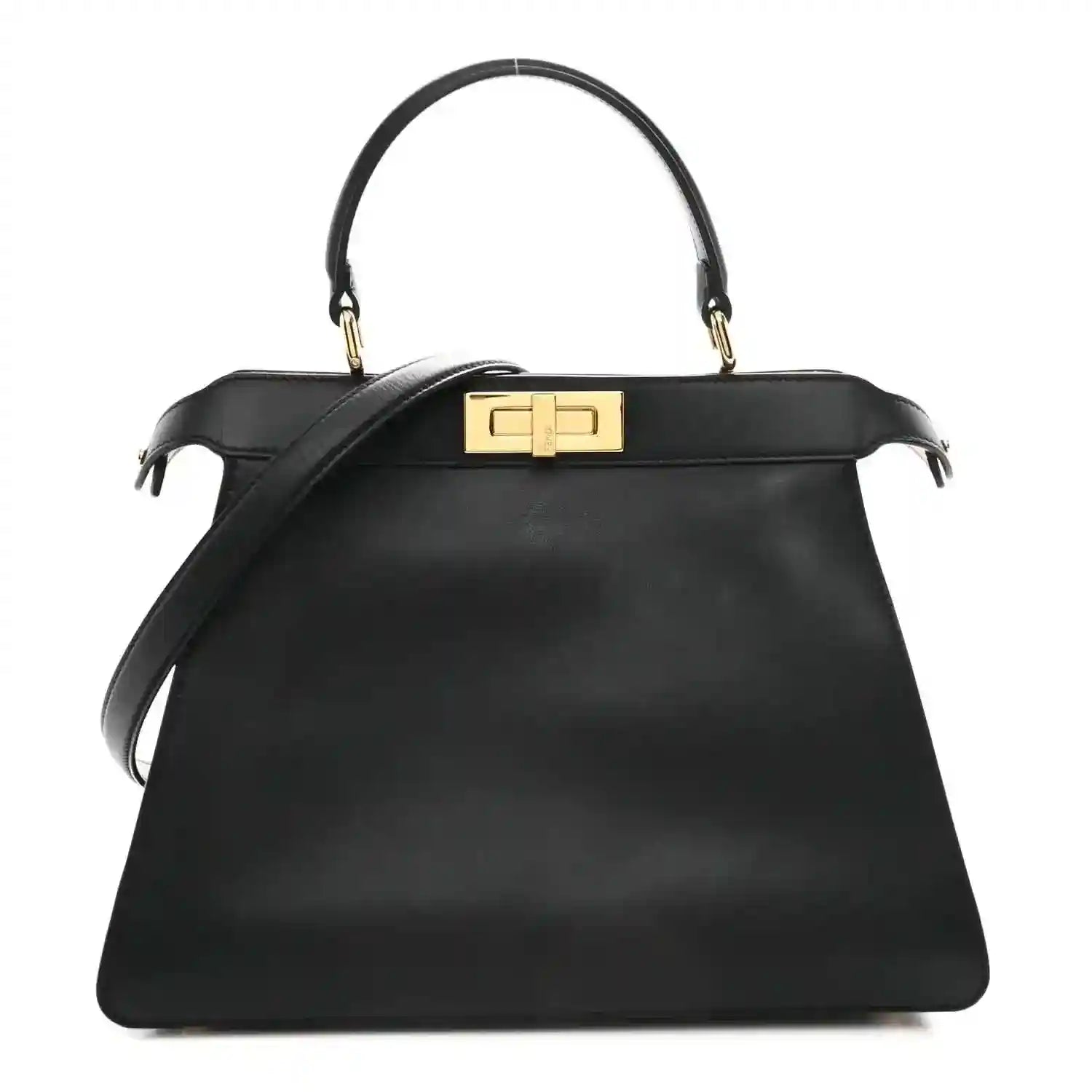 Black Fendi Peekaboo medium satchel with gold-tone front clasp and top handles