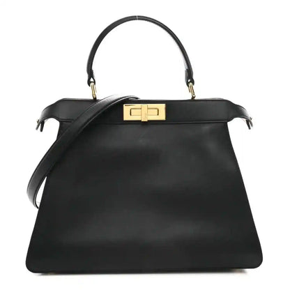 Black Fendi Peekaboo medium satchel with gold-tone front clasp and top handles