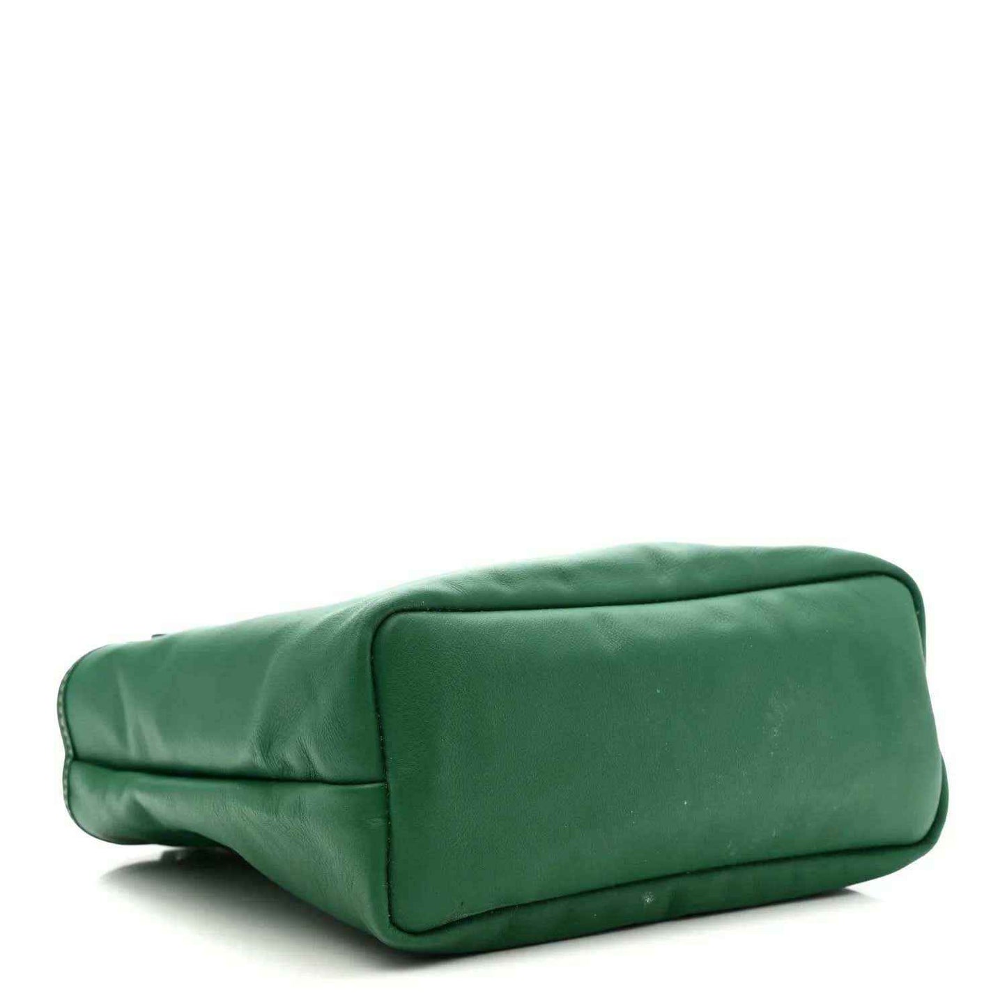 Green reversible mini tote bag with solid end panel and structured base