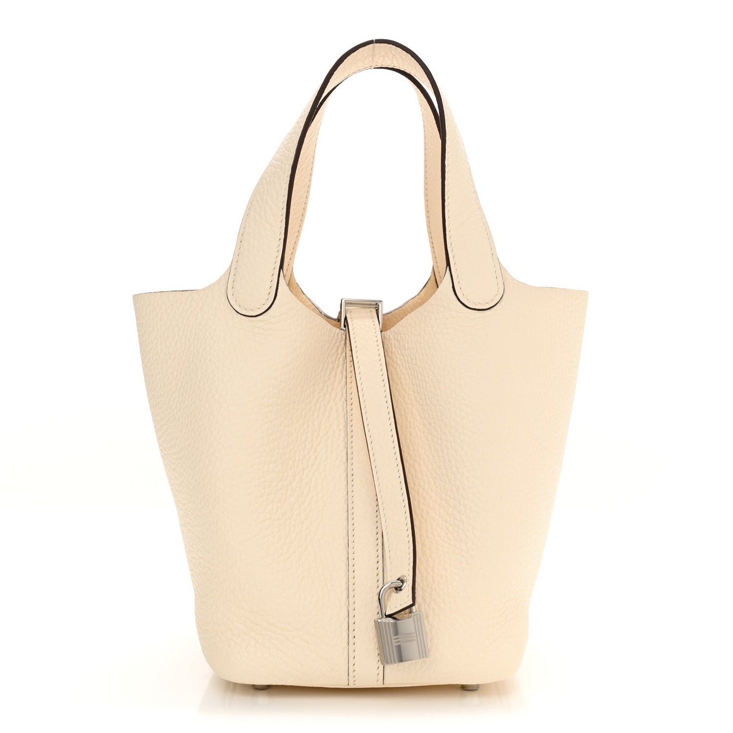 Nata leather handbag with top handles and central lock closure detail