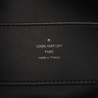 Black leather handbag interior label with Louis Vuitton Paris and made in France