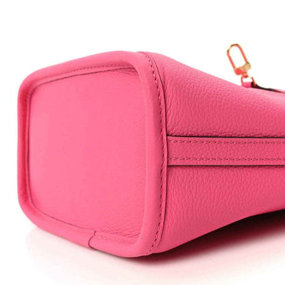 Louis Vuitton Neverfull BB bag pink leather side panel with rounded corners and stitching