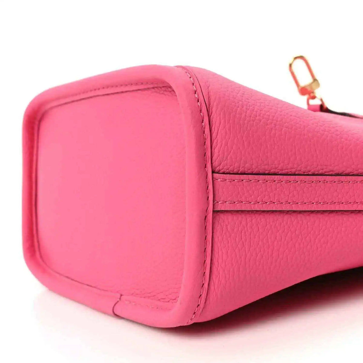 Louis Vuitton Neverfull BB bag pink leather side panel with rounded corners and stitching