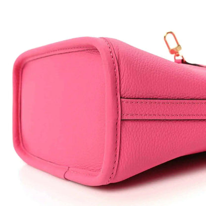 Louis Vuitton Neverfull BB bag pink leather side panel with rounded corners and stitching