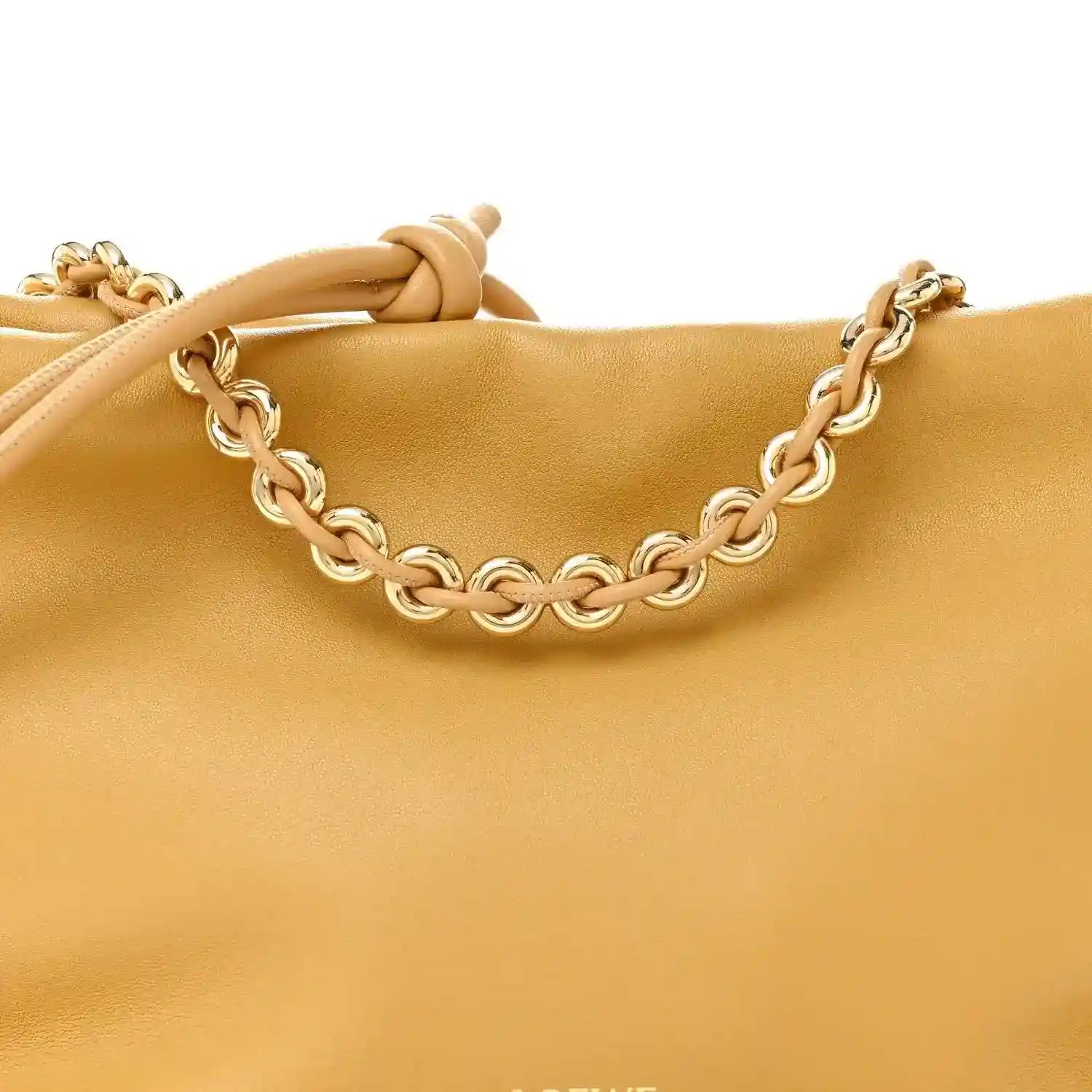 Sahara nappa leather medium clutch with chain handle and knotted detail