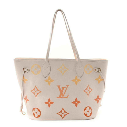 Neutral color tote bag with large Louis Vuitton monogram flowers and diamond print