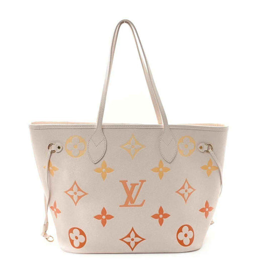 Neutral color tote bag with large Louis Vuitton monogram flowers and diamond print