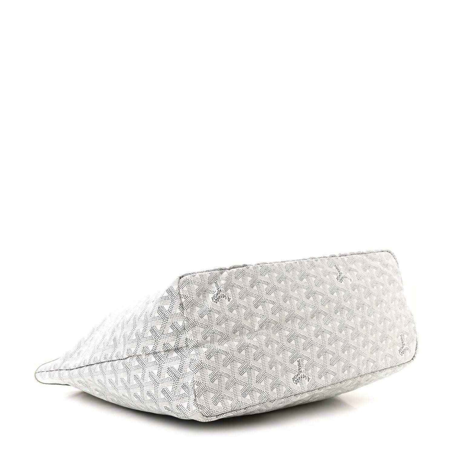 Goyard Saint Louis PM tote bag in white canvas, folded low profile side view