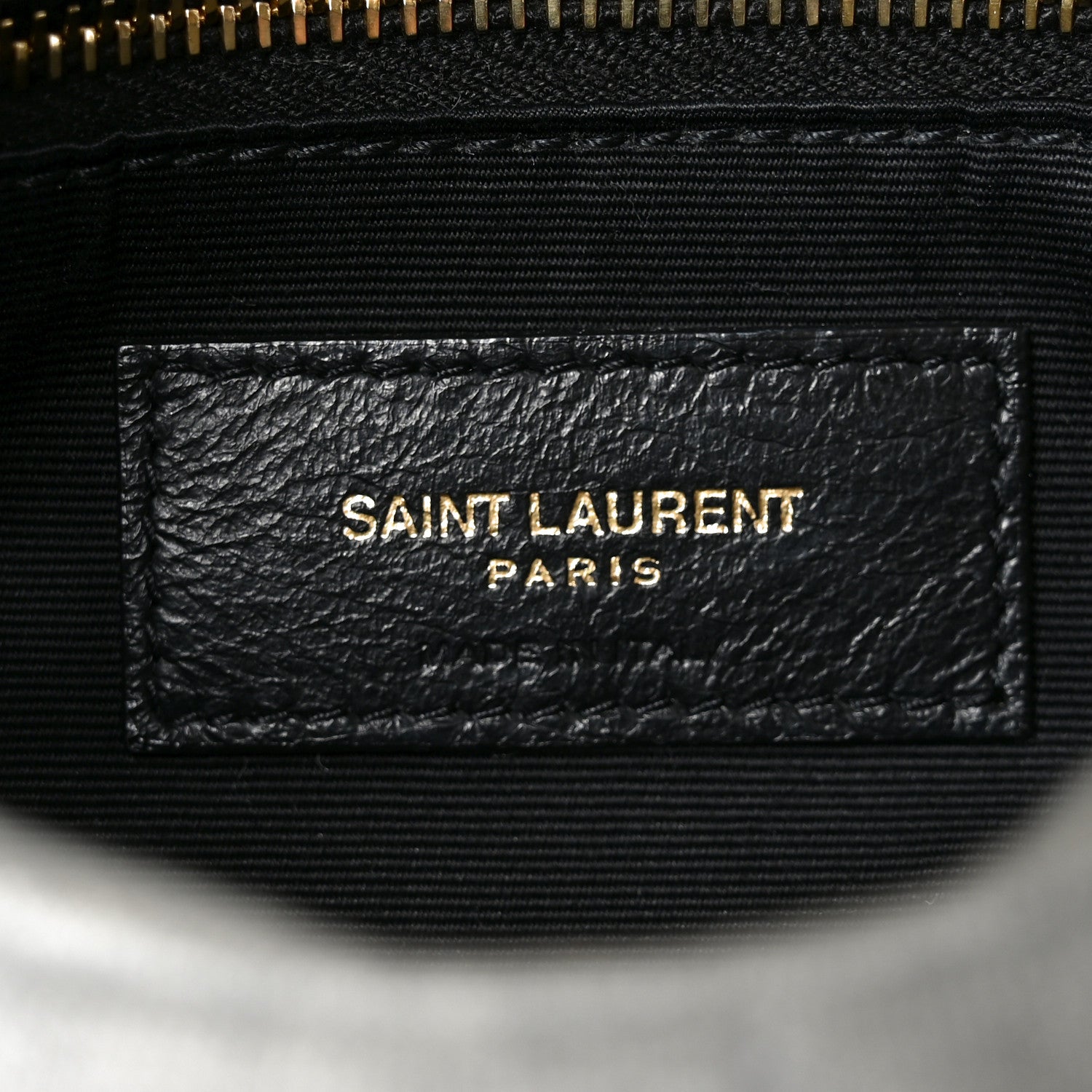 Saint Laurent interior logo patch with 'SAINT LAURENT PARIS' text.