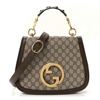 Medium GG Supreme monogram top-handle shoulder bag with flap and gold-tone hardware