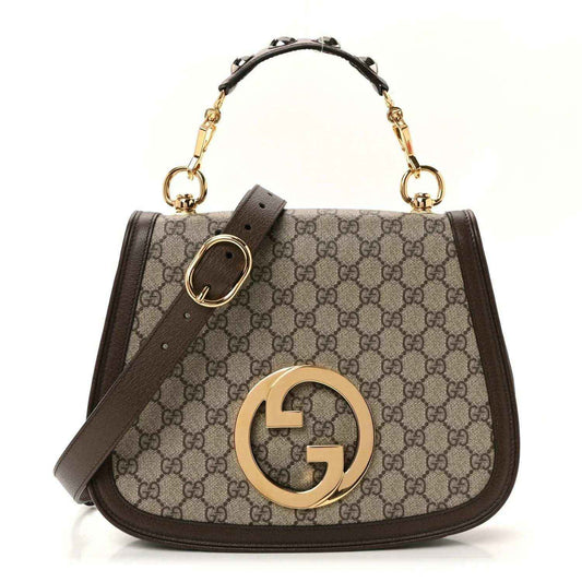Medium GG Supreme monogram top-handle shoulder bag with flap and gold-tone hardware