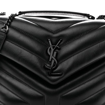 Black chevron quilted satchel with YSL logo