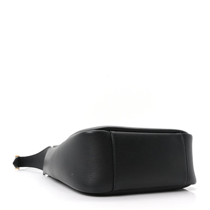 Black smooth calfskin soft hobo bag with rounded base and visible side seam