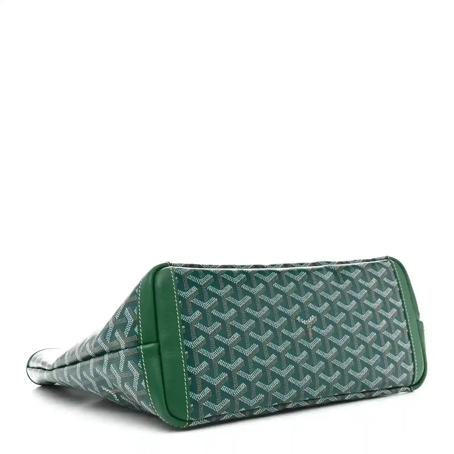 Goyard Artois PM tote bag with green trim and structured fold-over base