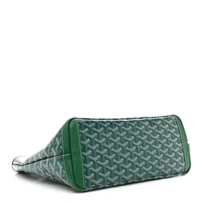 Goyard Artois PM tote bag with green trim and structured fold-over base