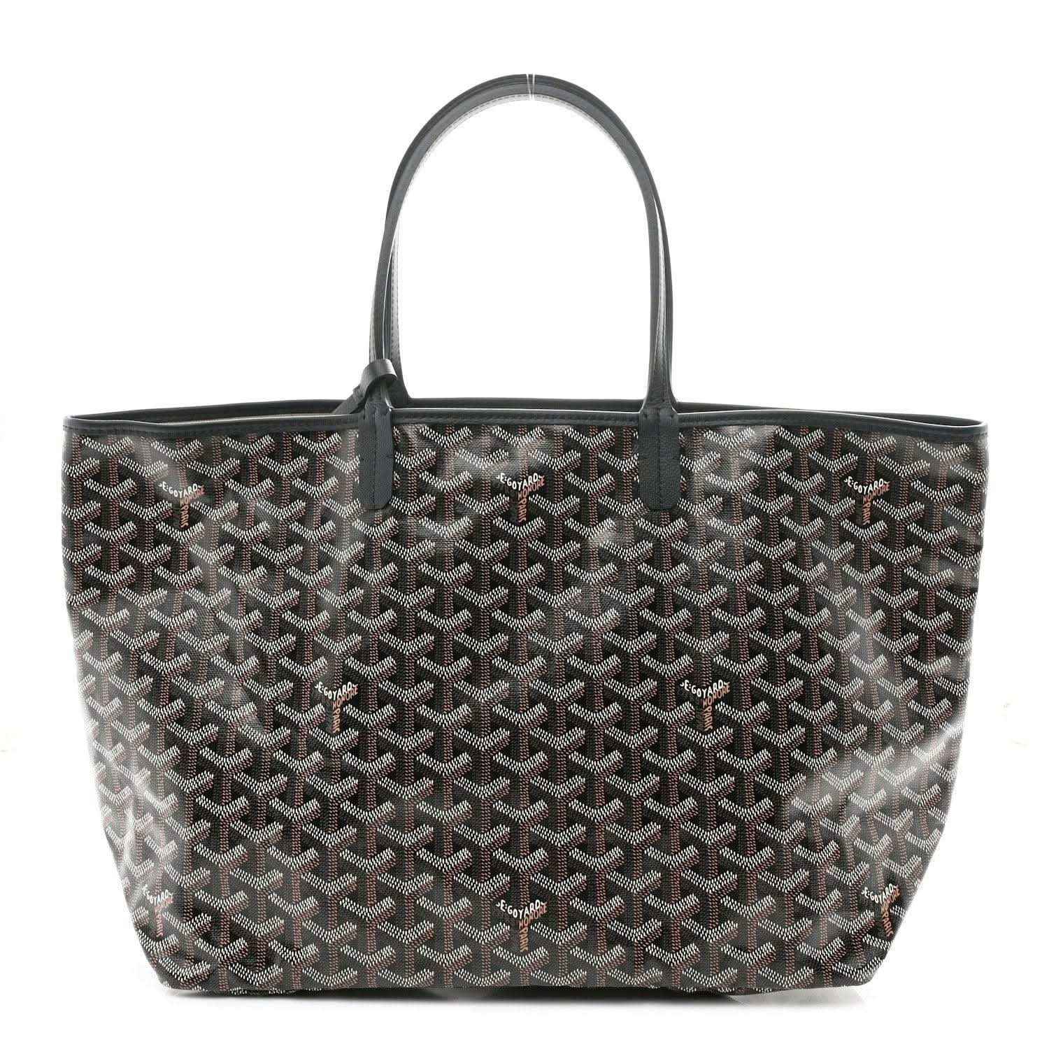 Goyard Saint Louis PM tote bag, classic black with Goyardine pattern and top handles