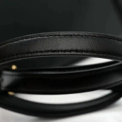 Black shiny nappa leather satchel top handle strap edge with stitching