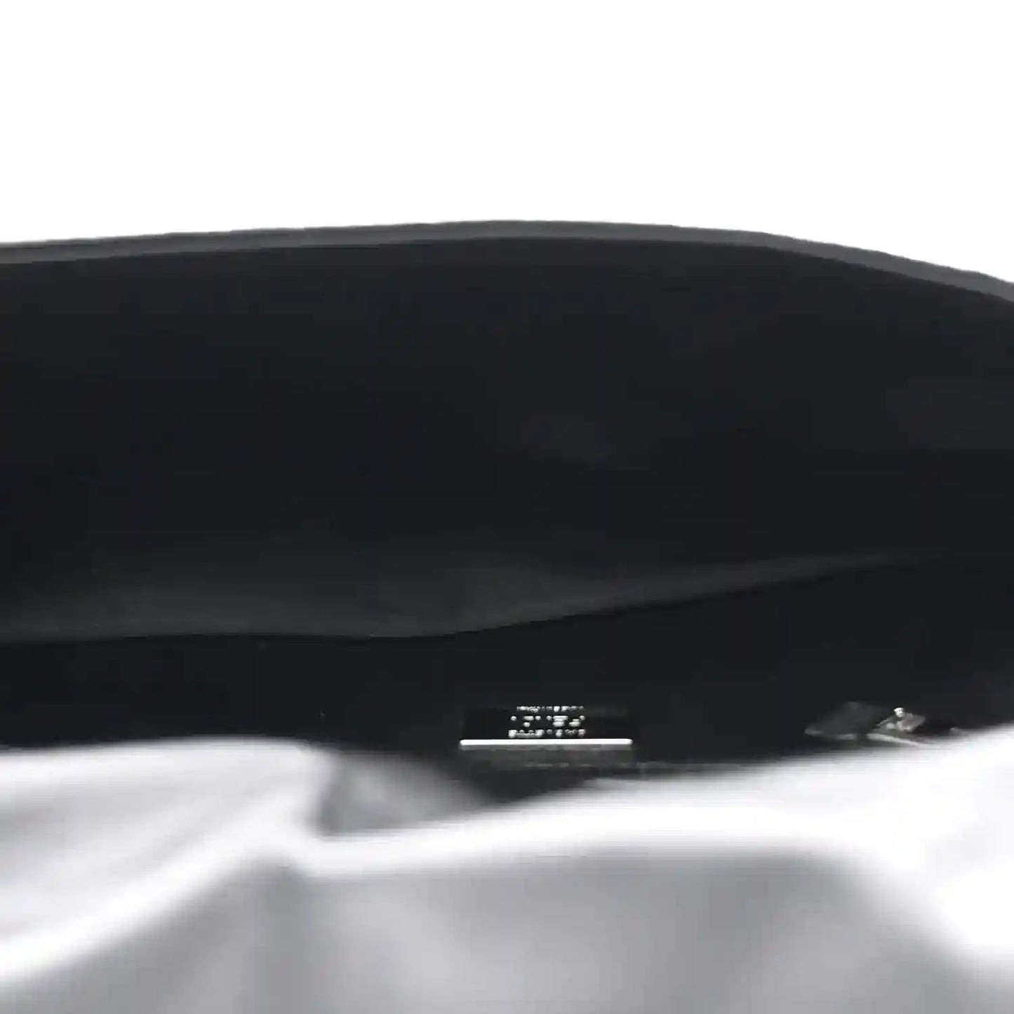 Fendi Econyl black nylon bag interior view with small logo label