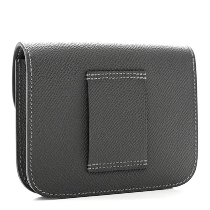 Constance slim wallet exterior back with card pocket and contrast stitching