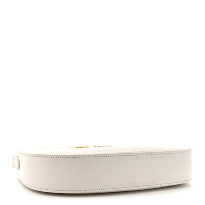 Rice cream leather hobo shoulder bag with top zip closure and stitched trim