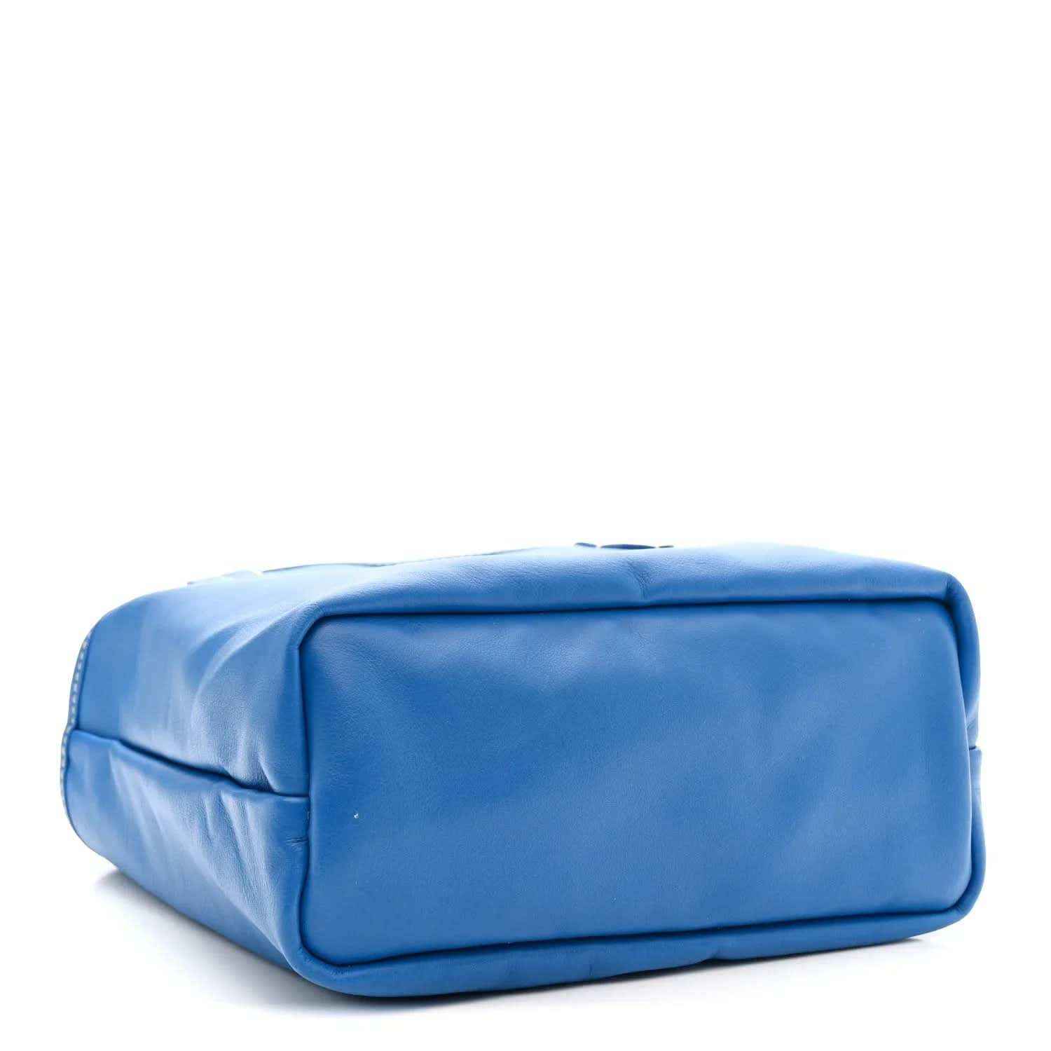 Sky blue mini tote bag base with rounded bottom and neat seams