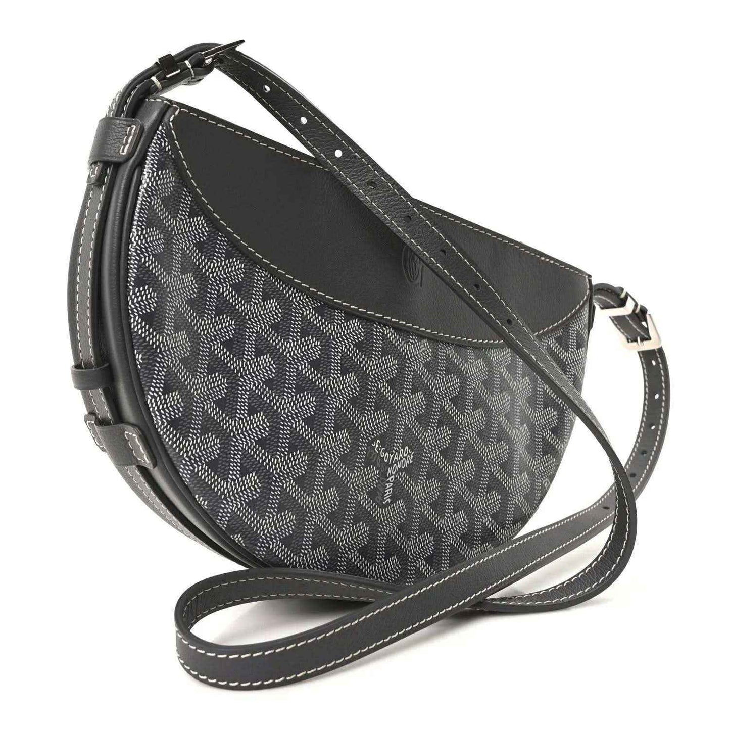 Grey Goyardine Hirondelle shoulder bag with crossbody strap and monogram canvas