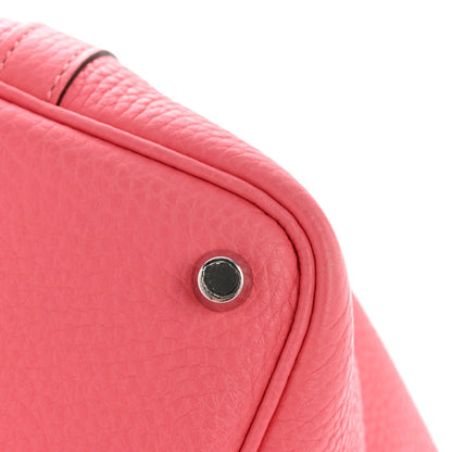 Rose leather Picotin tote corner with round metal lock stud