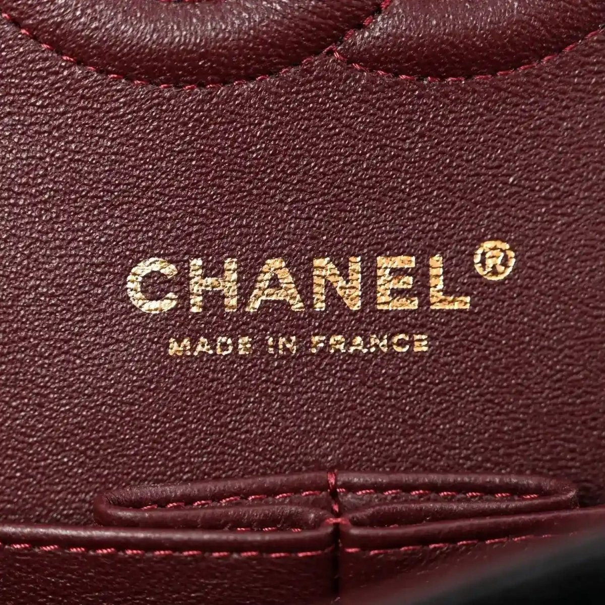 Chanel Made in France logo on interior leather lining