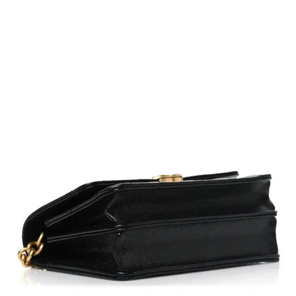 Chanel caviar quilted mini wallet on chain, black with gold top hardware