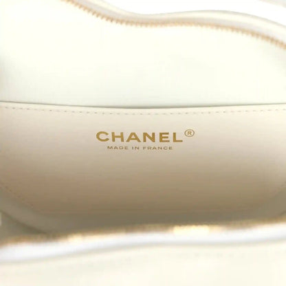 Chanel lambskin bag lining with CHANEL and MADE IN FRANCE stamp, white and gold tone hardware