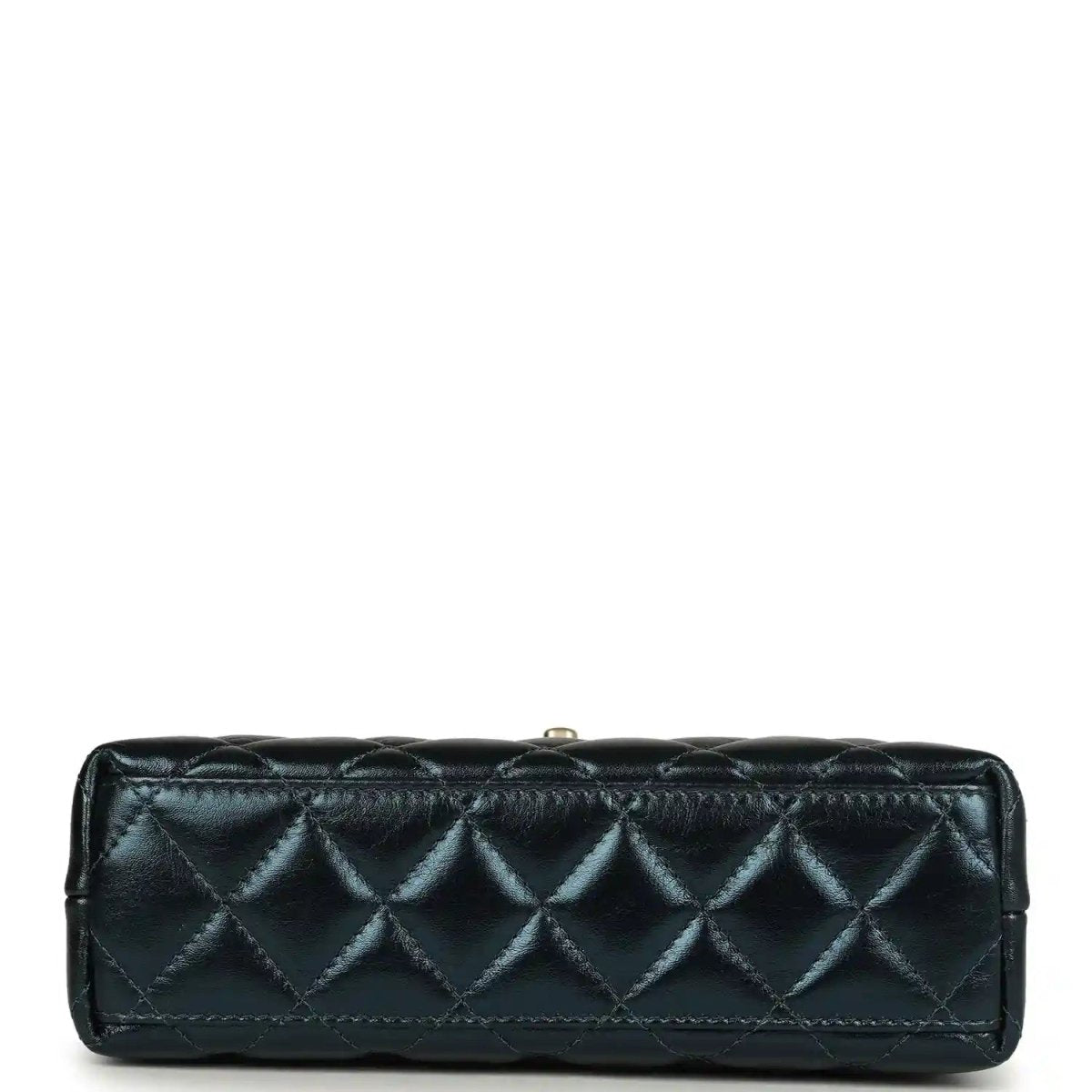 Metallic blue quilted Kelly shopper bag with top flap and gold hardware